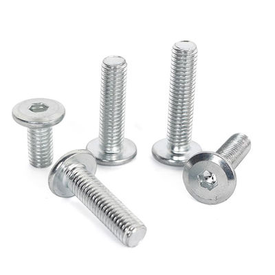 Probe aus Kohlenstoffstahl Zinkplattiert DIN7420 Flat Round Head Hexagon Socket Screw für Holzmöbel