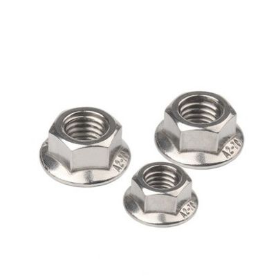 304 M8 Hex Lock Din6923 Selbstverschließung Hexagon Flanschmutter mit einfacher Oberflächenbehandlung