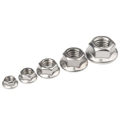 304 M8 Hex Lock Din6923 Selbstverschließung Hexagon Flanschmutter mit einfacher Oberflächenbehandlung