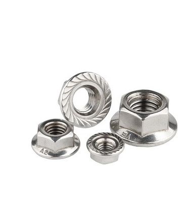 304 M8 Hex Lock Din6923 Selbstverschließung Hexagon Flanschmutter mit einfacher Oberflächenbehandlung