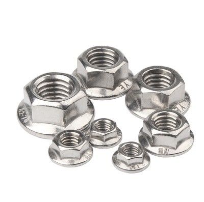 304 M8 Hex Lock Din6923 Selbstverschließung Hexagon Flanschmutter mit einfacher Oberflächenbehandlung