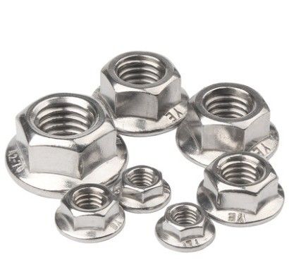 304 M8 Hex Lock Din6923 Selbstverschließung Hexagon Flanschmutter mit einfacher Oberflächenbehandlung