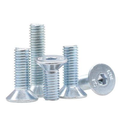 Handan Fastener Direkt Weiß Blau Zinkplattiert DIN7991 CSK Flat Head Hex Socket Bolt Schraube